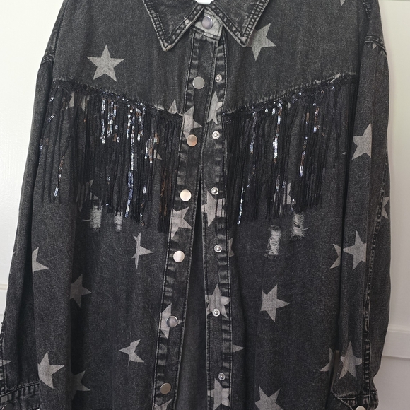 Starry Fringe Jean Jacket - Picture 3 of 3